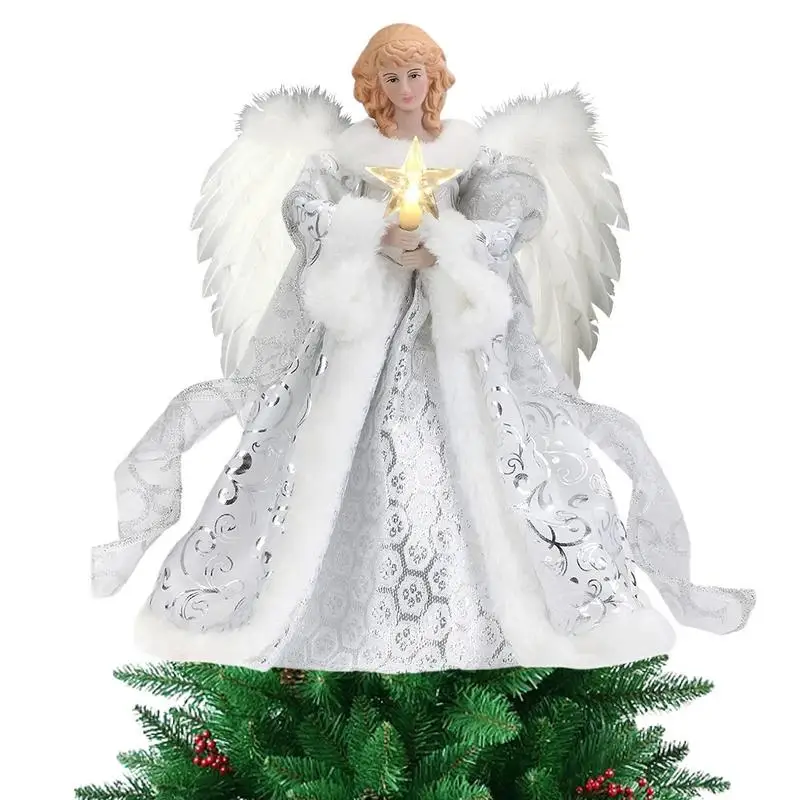 

Christmas White Angel Pendant Christmas Tree Topper Delicate Top Angel Statue For Indoor Christmas Tree Ornament Festival Supply