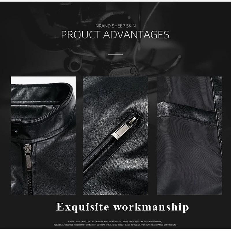 Leather Jackets Mens Spring Autumn Waterproof Motorcycle Airforce Jacket Men Stand Collar Casual Windbreaker Ropa De Hombre Coat