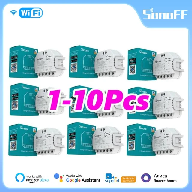 1-5pcs Sonoff Dual R3 Lite Dual Relay Module Diy Mini Smart Switch 2-way  Control Timing Via Ewelink Alexa Google Smart Home