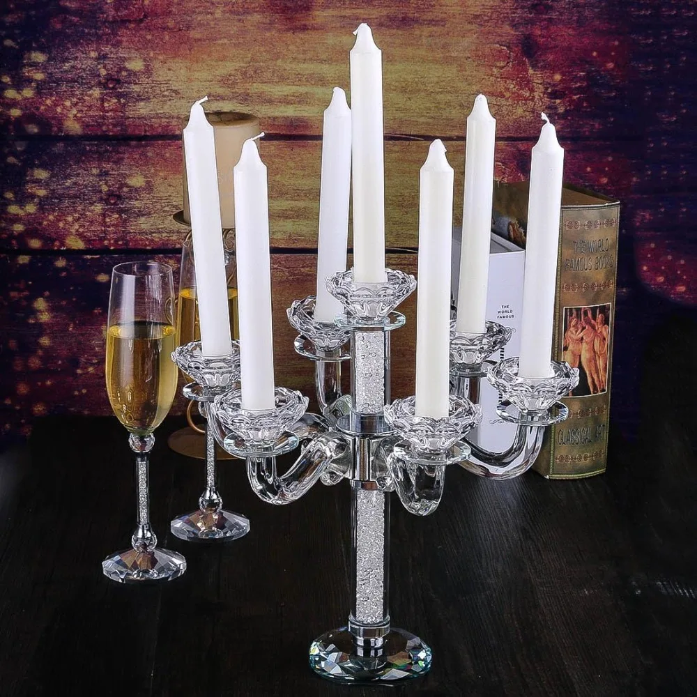 

7 Light Crystal Candelabra Taper Candle Holder for Home Wedding Decor Modern Home Decoration Candlesticks for Candles & Holders