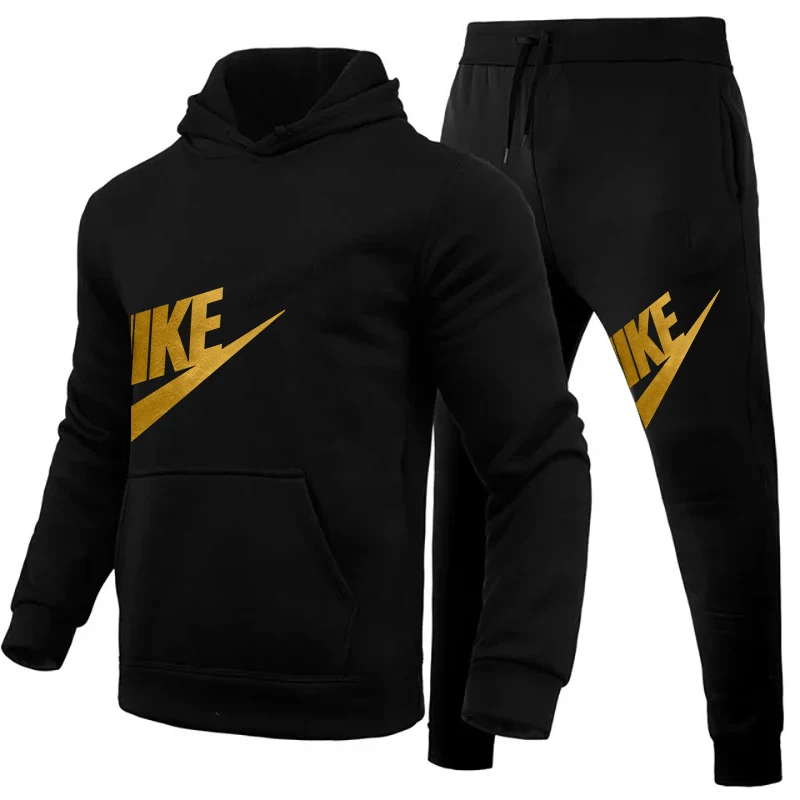 

Мужской модный роскошный зимний спортивный костюм, комплект из дышащей толстовки с капюшоном и брюк, тренировочная спортивная одежда, мужские тренировочные костюмы для бега