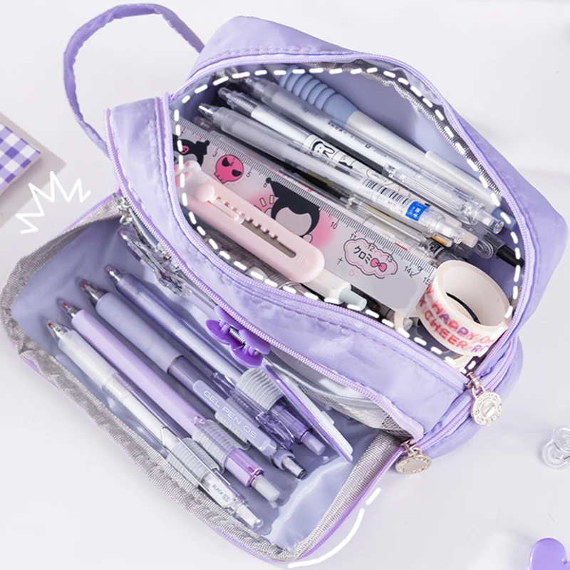 Pencil Case Macaron Double layer Large Capacity Cute Back to School Stationery Supplies Schools & Offices