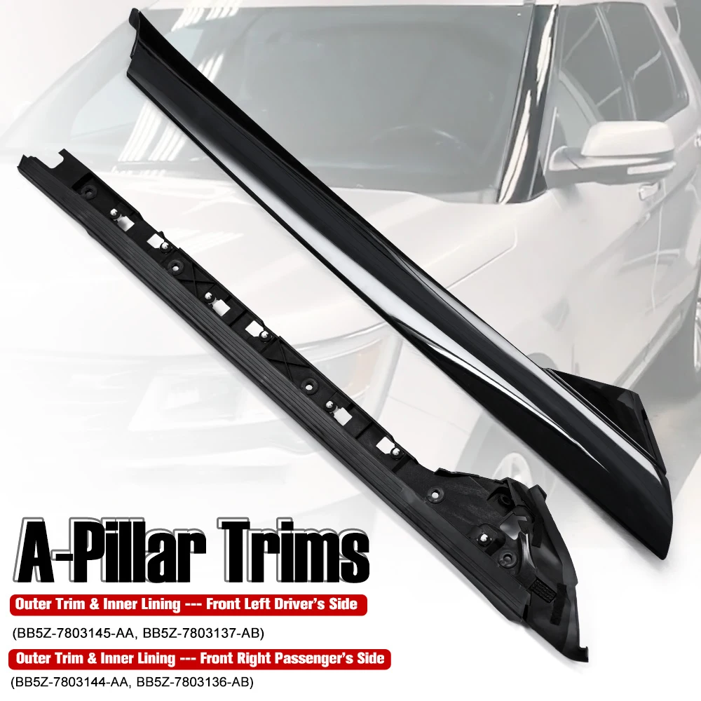 Front Left Right A-Pillar Windshield Outer Trim Molding Inner Lining Replacement For Ford Explorer 2011- 2.3L / 3.5L
