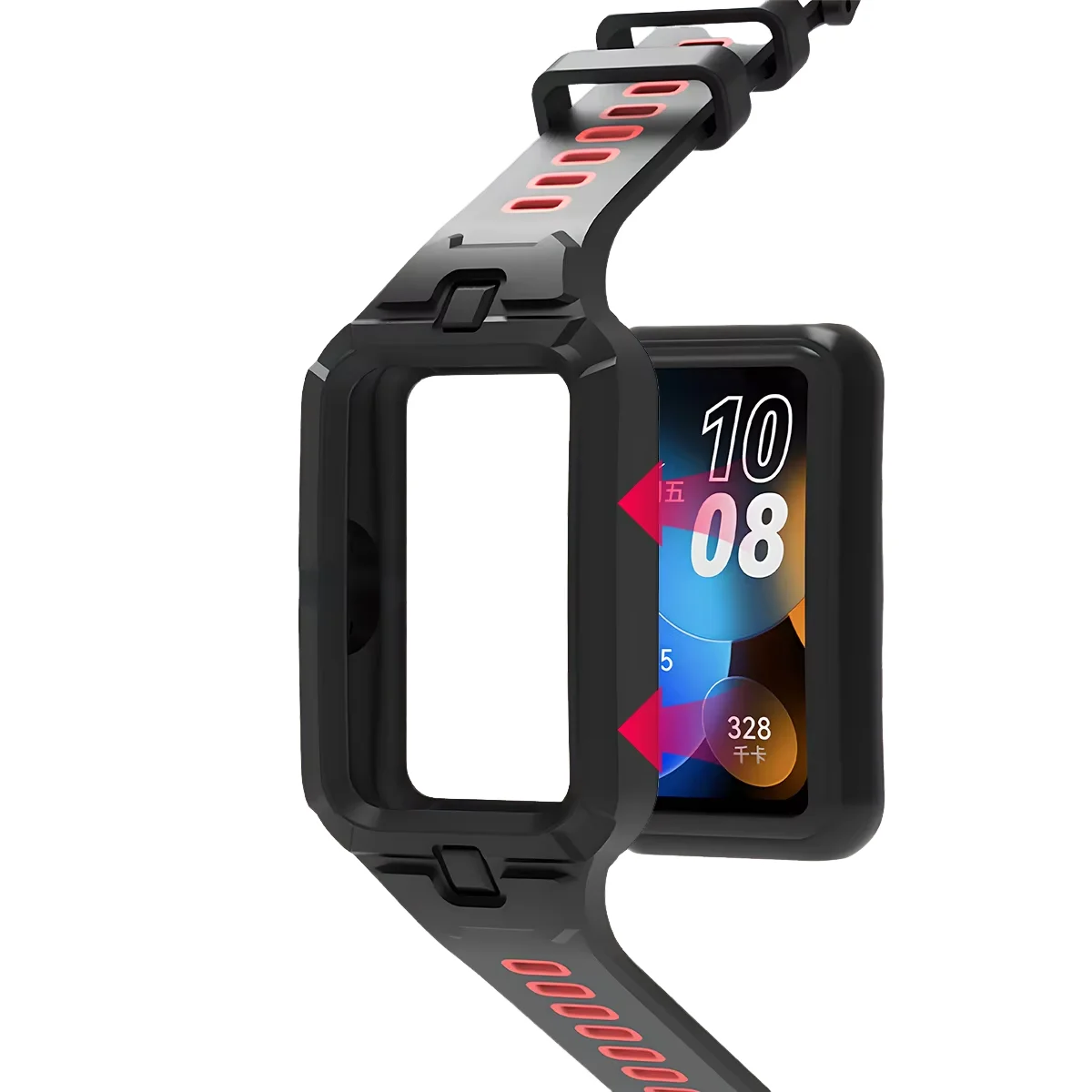 Silicone Sport Breathable Strap with Bumper Cover for Smart Watch Replacement Bracelet