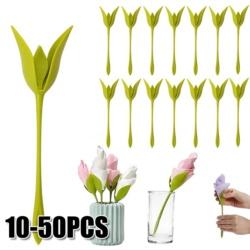 10PCS 결혼식을위한 우아한 꽃무늬 냅킨 홀더 파티 일상 테이블 센터피스 장..
