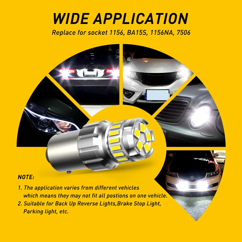 AUXITO 2Pcs 1156 BA15S P21W LED  Canbus Ʈ Ʈ 7506 1157 P21/5W BAY15D LED  ڵ DRL   12V 1200LM
