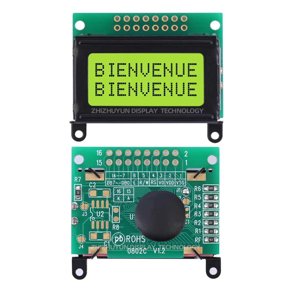 0802 Ultra Small Module LCD0802C European LCD Display Blue Film Display LCM With Backlight 5V&3.3V