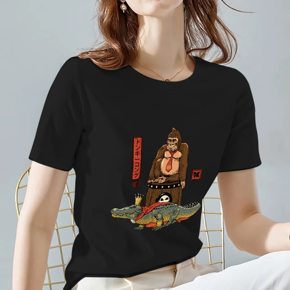 

T-shirt Comfortable Black Women Summer Tops O-neck Clothes Short Sleeve Loose Breathable Tee Fashion Japan Print