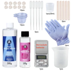 Crystal Clear Epoxy Resin Kit for Jewelry Making and DIY Art Crafts (300g 100g kit2)