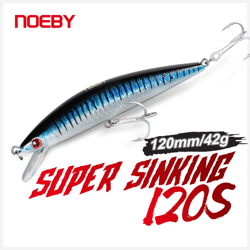 NOEBY Sinkender Minnow-Köder 120mm 42g Uferköder Künstlicher Harter Köder Salzwasser Boot-Angelköder