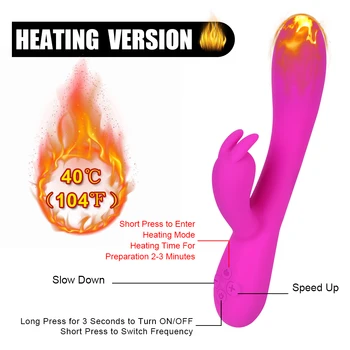 OLO 16 Speeds G Spot Nipple Massager Sex Toys for Women Clitoris Vagina Stimulation Dual Motors Dildo Heating Rabbit Vibrator 4