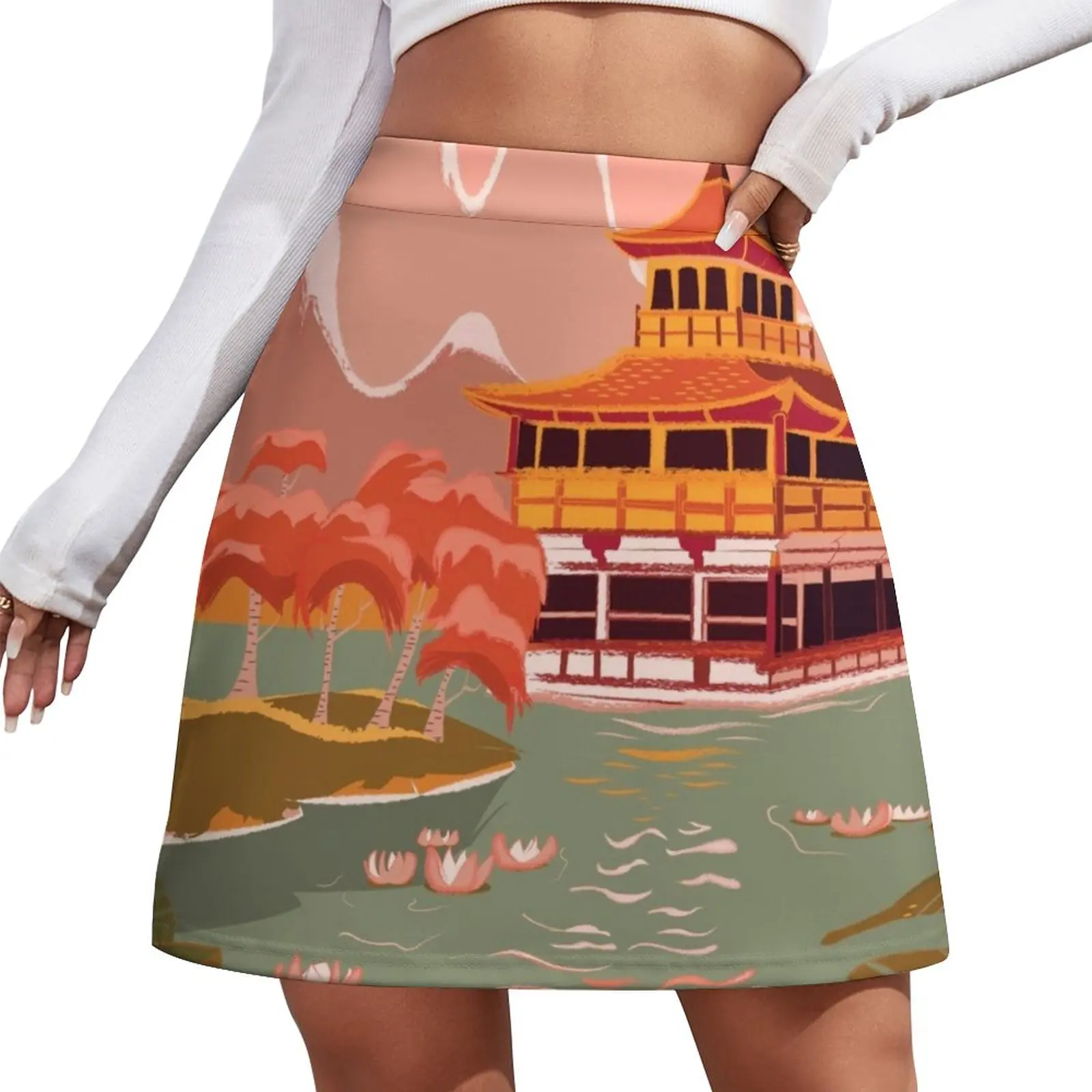 Kyoto Golden Pagoda Mini Skirt mini skirt Skirt shorts