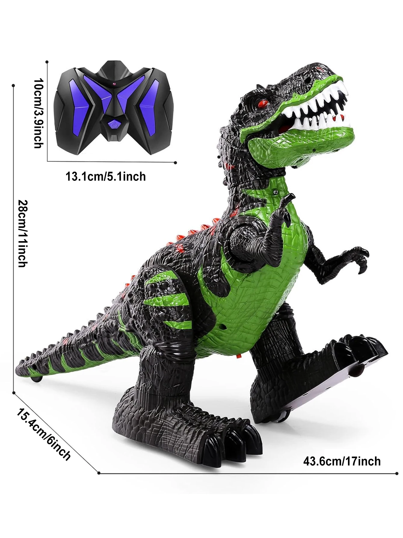 Remote control dinosaur toy, electric stunt RC walking Tyrannosaurus rex toy, with light and sound, 360 ° rotation 6