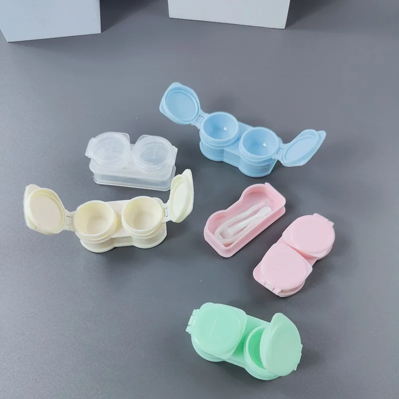 Contact Lenses Tools Color Contact Lens Case Take Traveling Ladies Portable Solid Color Lens Case Eye Care Kit Eye Holder Container Gift