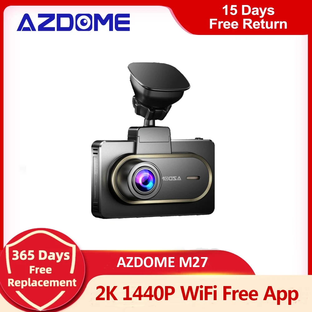 Azdome Dash Cam M27 Car Dvr 2k Resolution Fhd 1440p Built-in Gps