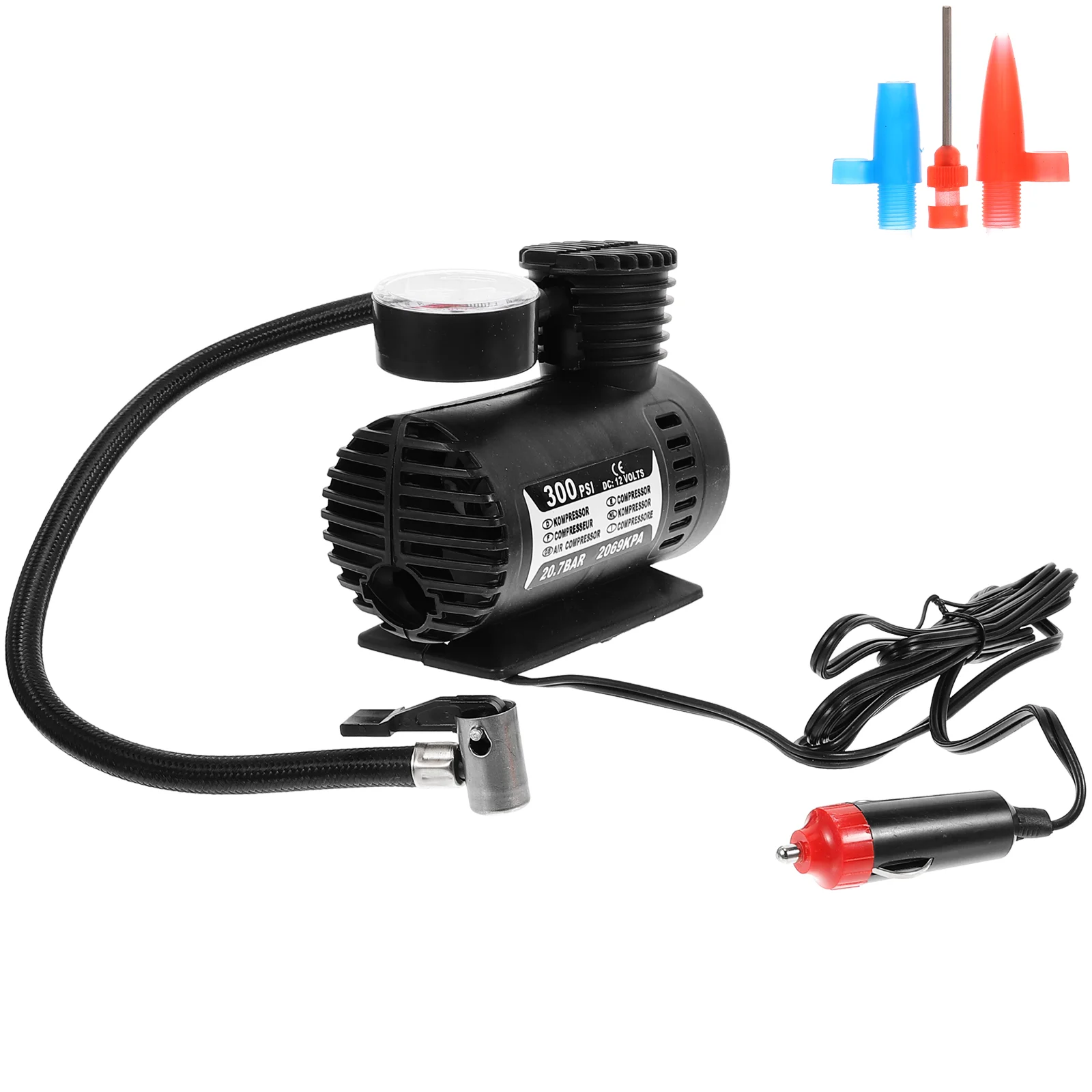 

12 V Tyre Inflator Pump Tire Auto with Pipe Electric Car Air Compressor Barometer Mini 12V