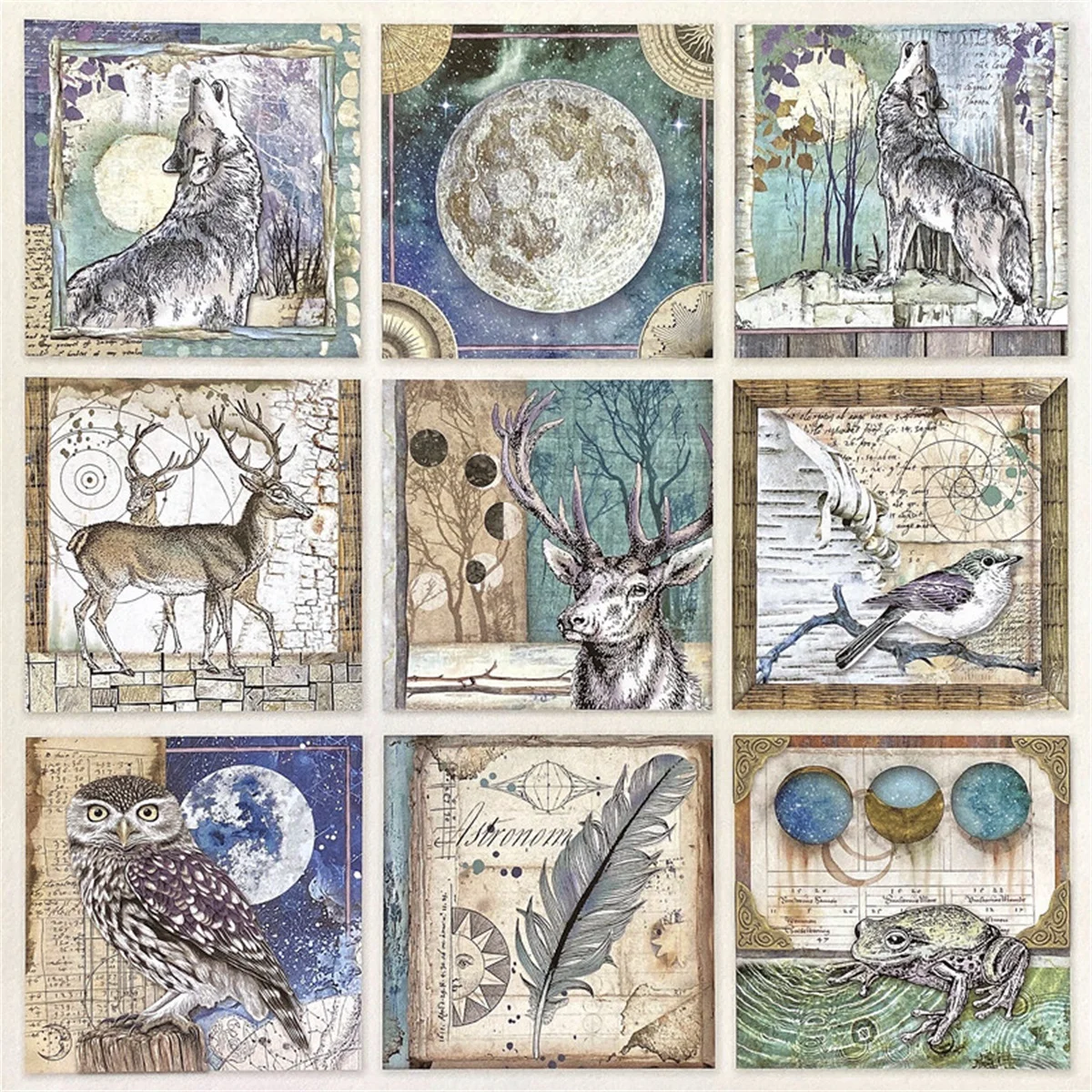 

9Pcs/Pack Retro Dream Deep Forest Animals Vintage Sticker DIY Craft Scrapbooking Album Junk Journal Decorative Stickers