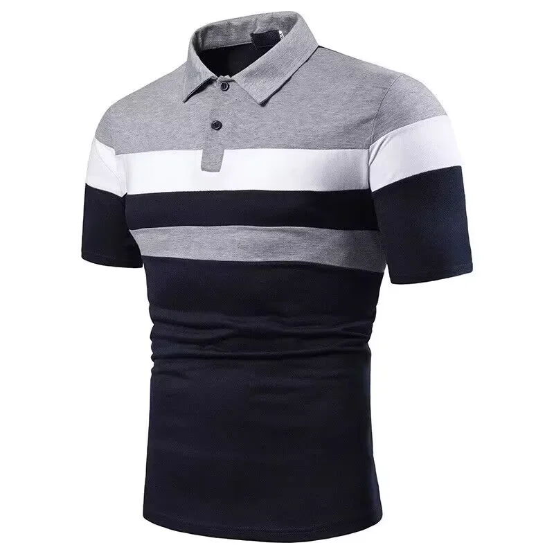 

2024 Golf Summer New Patchwork Printed Men's Polo Shirt Fashion Casual Business Polo Neck Comfortable Short sleeved T-shirt