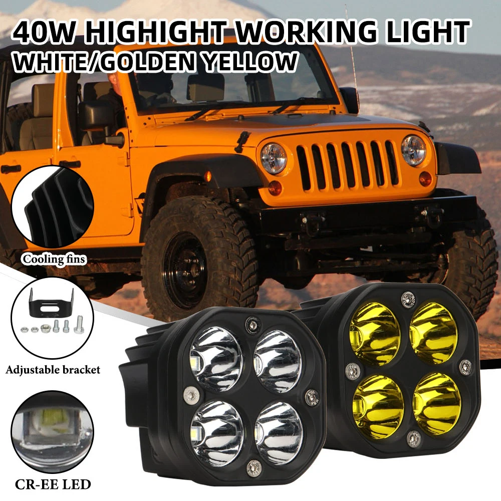 12V 24V LED-Spot-Arbeitsleuchte DRL Tagfahrlicht 4X4 LED-Nebelscheinwerfer für Offroad ATV SUV Jeep Motorrad Spotlight Auto-Zubehör – Detail 1