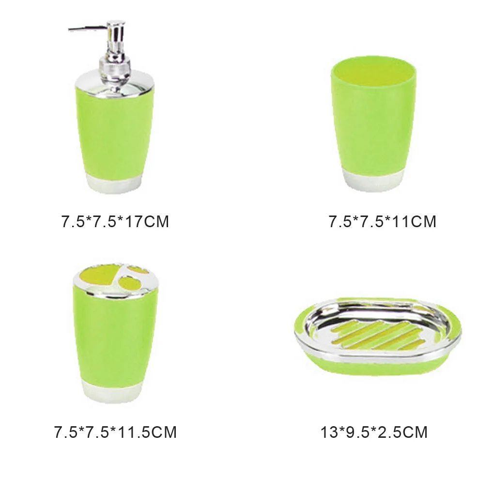 Bathroom Accessory Set PP Plastic Bathroom Suit Cup Toothbrush Holder Soap Dish Dispenser Kit 4pcs