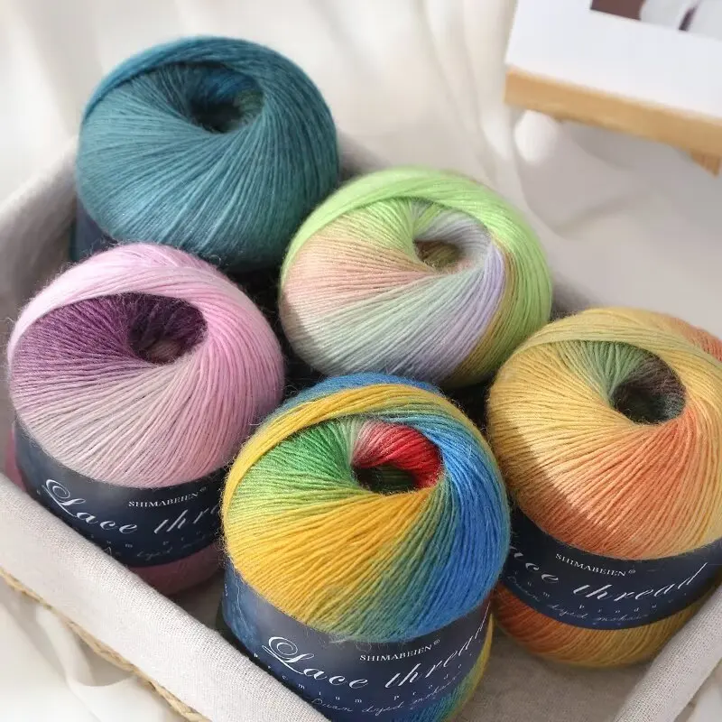 Vibrant Rainbow Gradient Lace Yarn - 500m, 100g