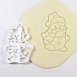 Festive Christmas Cookie Embosser Mold with Cartoon Designs (Snowman)