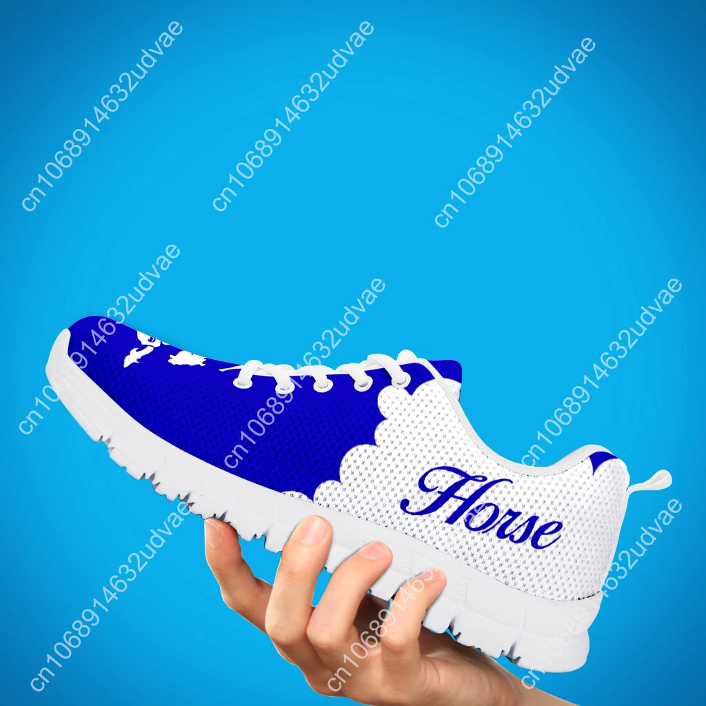 Trendy Blue And White Golf Design Stylish Sneakers Horse Heart Print White Flats Sports Hobby Shoes Chaussure