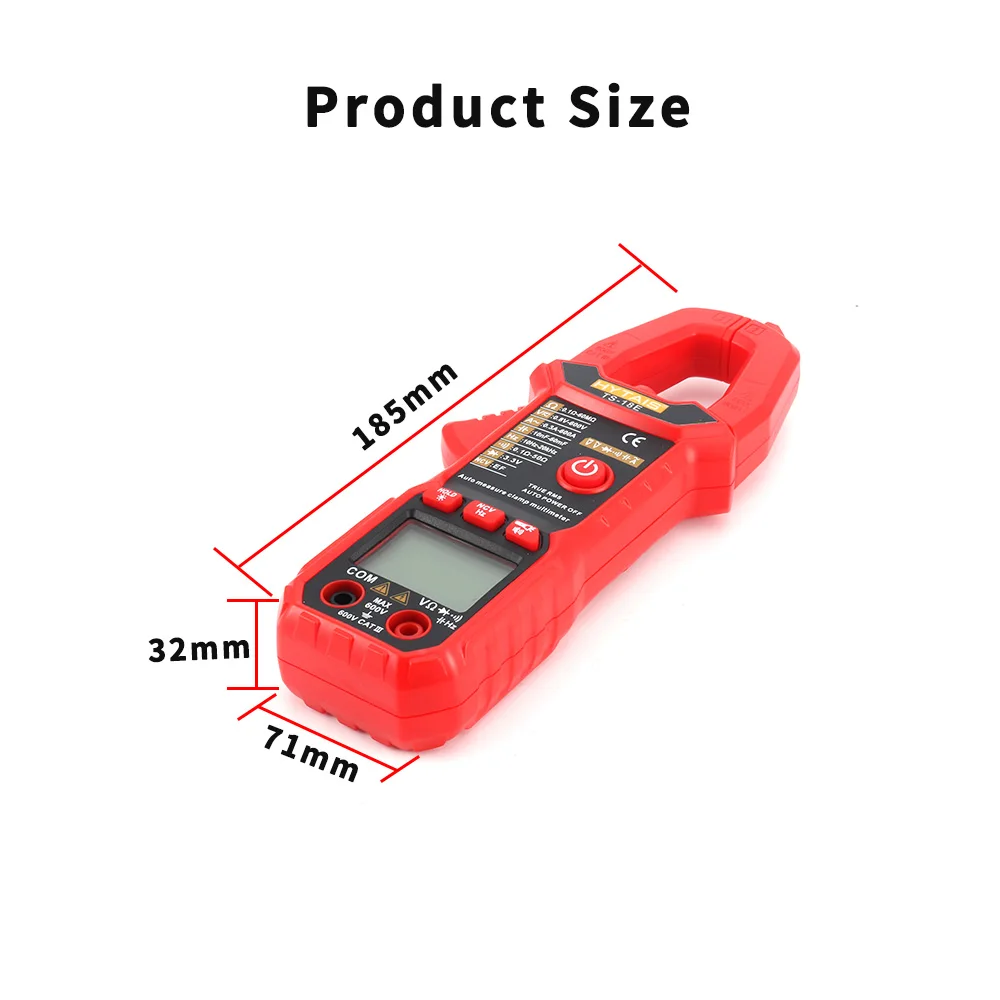 6000 Counts Digital Clamp Multimeter TS18E True RMS AC DC Voltage Resistance Capacitance Frequency APO Gauge Tester Meter