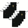 10Pcs Black Cross Pattern Bag with Drawstring Gift Packaging Fabric Pouch for Necklace Earrings Elegant Storage Pouches 5