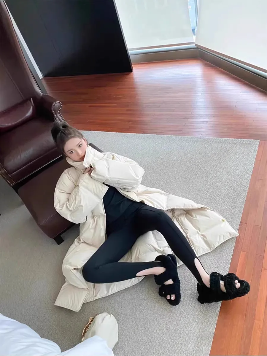 Overknee Long down Jacket Women's Mid-Length White Duck down Thickened Winter