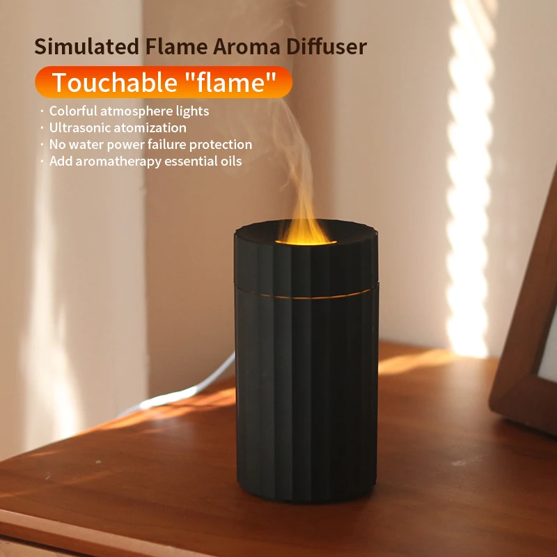 Auto Diffusor Luftbefeuchter Auto Luftreiniger Lufterfrischer mit Flamme  LED Licht Für Auto Aroma Aromatherapie Diffusor