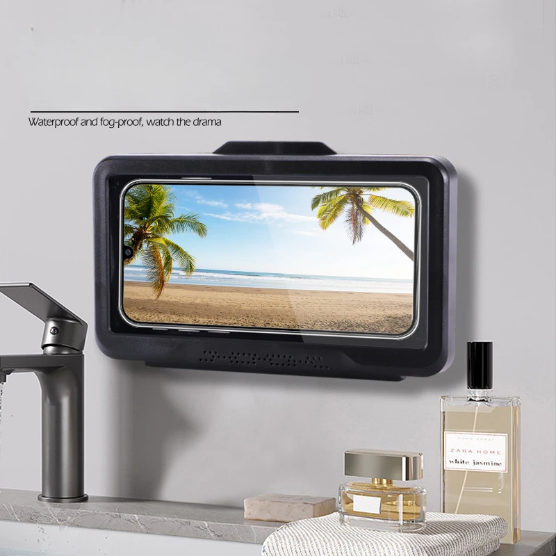 

Bathroom Waterproof Mobile Phone Box Bracket for Showering Watching TV Toilet Kitchen Storage No Punching Storage Rack