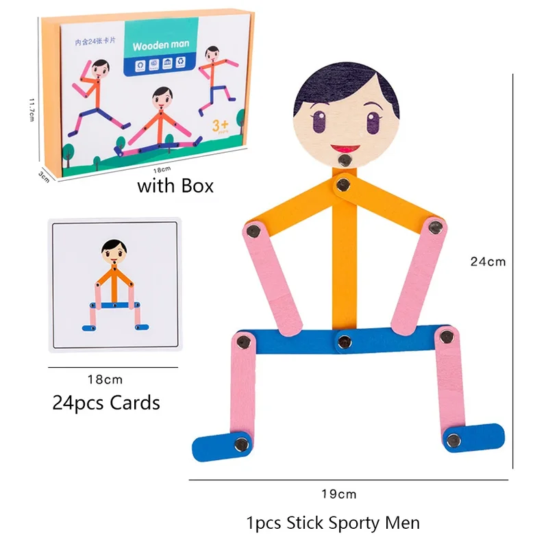 Sport Wooden Man Material DIY Puzzle Toys Boards