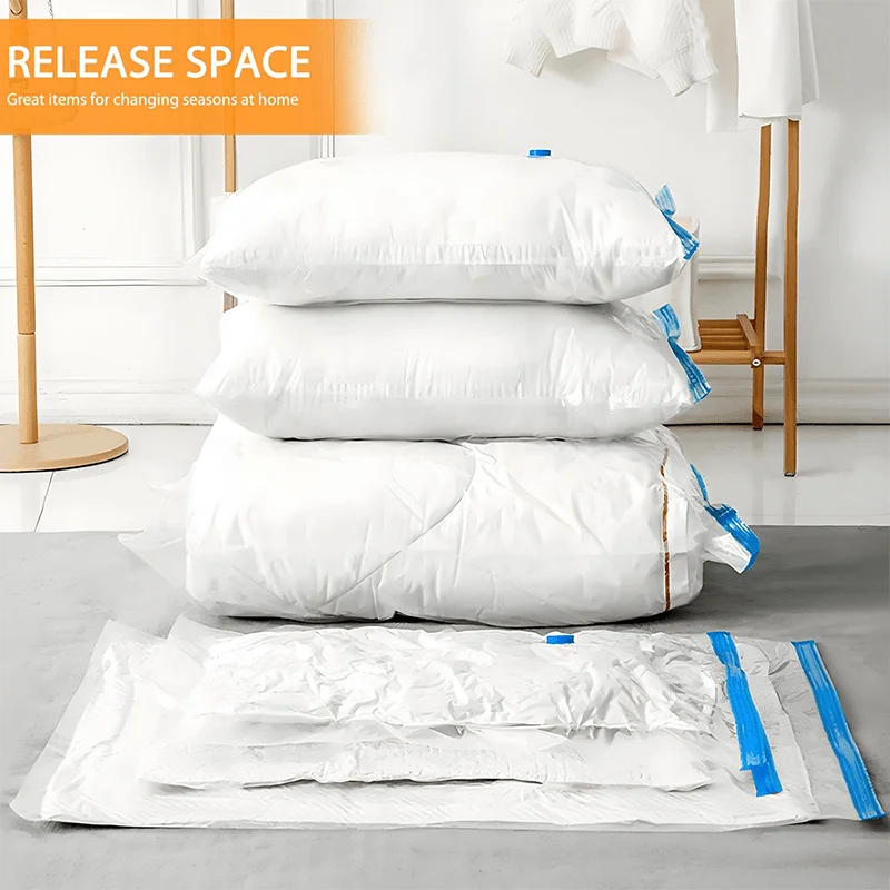 Premium Vacuum Storage Bags Set with Manual Pump - Durable, Space-Saving, and Easy to Use