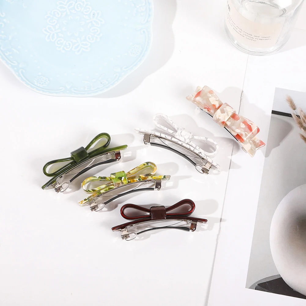 

Early Spring New Textured Acetate Bow Barrettes Side Clip Girl Heart Side Shredded Hair Bangs Clip Duckbill Clip Headwear