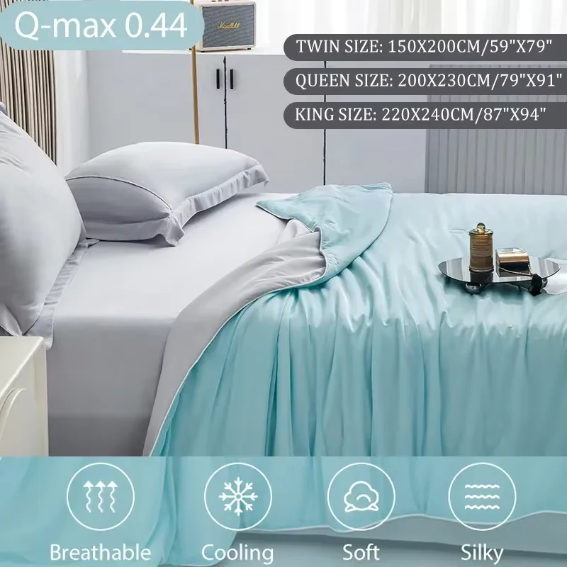 Cooling Blanket Cold Technology Bedding Summer Patchwork Quilts Soft Fashion INS Japan&Korean Green Cold Throws AB Side
