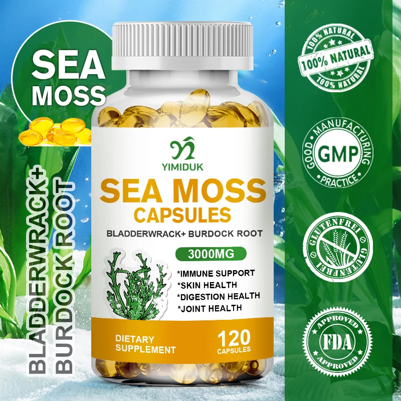 

Organic Sea Moss Capsules Supports Thyroid Joints Health Metabolism Relieve Joint Stress Immune System