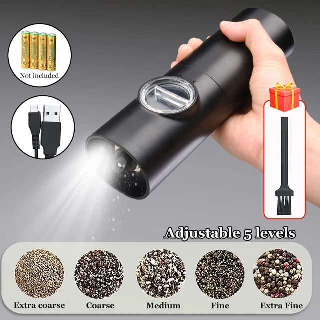 Portable Electric Spice Mill Automatic Round Battery Operated