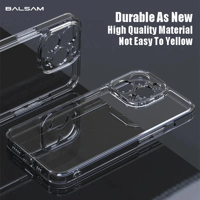 Durable Transparent Shockproof Tempered Glass Phone Case with Clear Hard Bumper