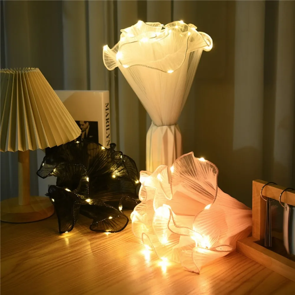 Dekorationsstoff LED-Blumenverpackungspapier mit Lichtern Spitzen-Netzstoff Floristik-Bouquet-Verpackung LED-Verpackung Tüll Hochzeit – Detail 6