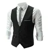 Mens Classic Business Vest with Pocket Regular Fit Solid Color Waistcoat for Wedding Summer Groomsmen Vest 3