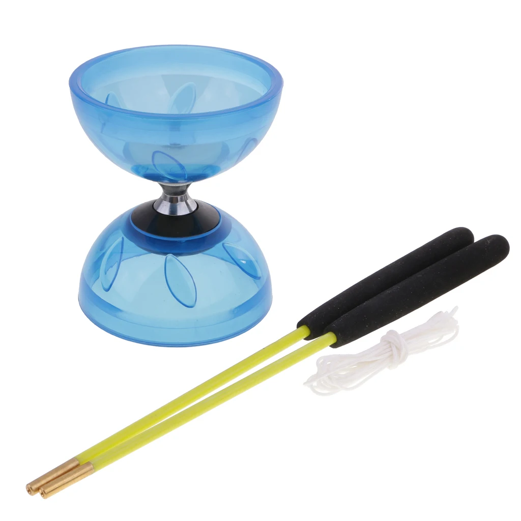 Yoyo Ball Diabolo Toy Traditional Game Triple Diabolo Bearings Set with Sticks Rope Rubber Yoyo Balls Juggling Diabolo Clown Toys Gifts for Kids Adult