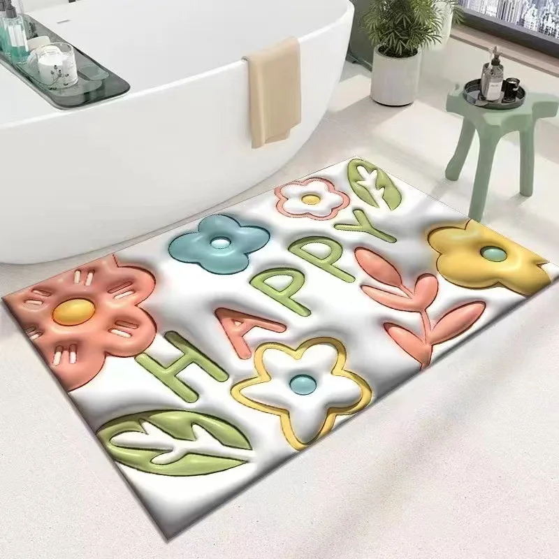 

Soft diatom mud 3D three-dimensional expansion flower floor mat bathroom toilet toilet absorbent quick drying foot mat