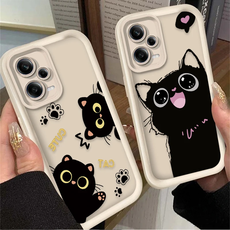 Adorable Cartoon Black Cat Phone Case