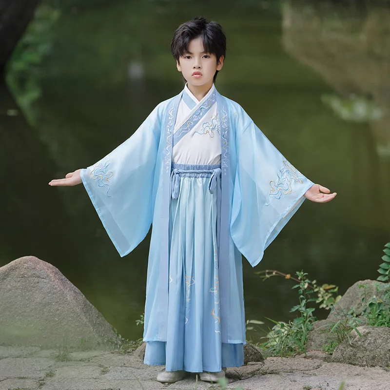 

3pcs/set Boys Hanfu Stage Outfit Chinese Dress Baby Boy New Year Tang Suit Children Ancient Chinese Traditional Costume for Kids