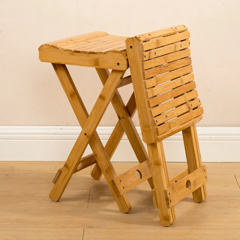 Folding Chair Collapsible Bamboo Stool Portable Fold Away Beach Chair Bamboo Stool Seat Shoe Changing Stool Home Furniture
