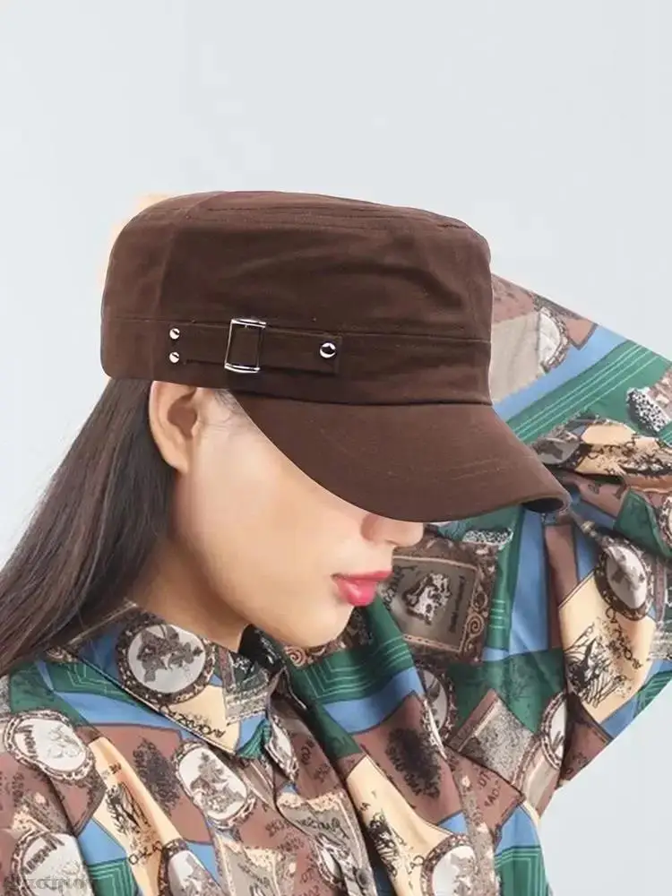 Unisex-Armeekappe aus gewaschener Baumwolle – verstellbare Flat-Top-Schirmmütze für Männer und Frauen in Sommer- und Herbstsaison – Detail 11