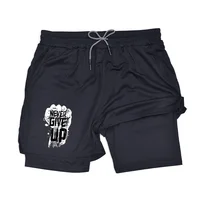 Men's two-in-one shorts; two-layer sports shorts; gym workout training and running shorts for men's clothing.