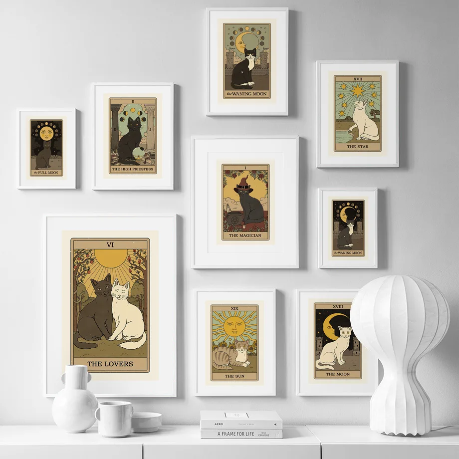 

Tarot The Lovers Magician Moon Sun Star Wall Art Canvas Painting Nordic Posters And Prints Wall Pictures For Living Room Decor