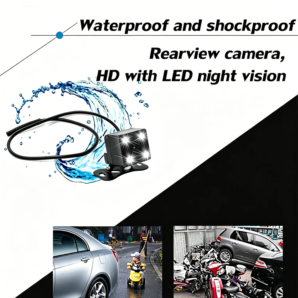 מצלמת דרך 4.3 אינץ' עם מראה, מקליט HD 1080P, עדשה כפולה, מצלמה אחורית אופציונלית לרכב, ראיית לילה וקווי סיוע לחניה